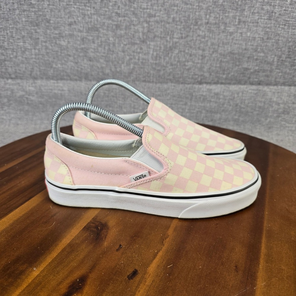 Vans Classic Slip-On Pink Checkerboard Canvas Skate Shoes Womens 7.5 500714